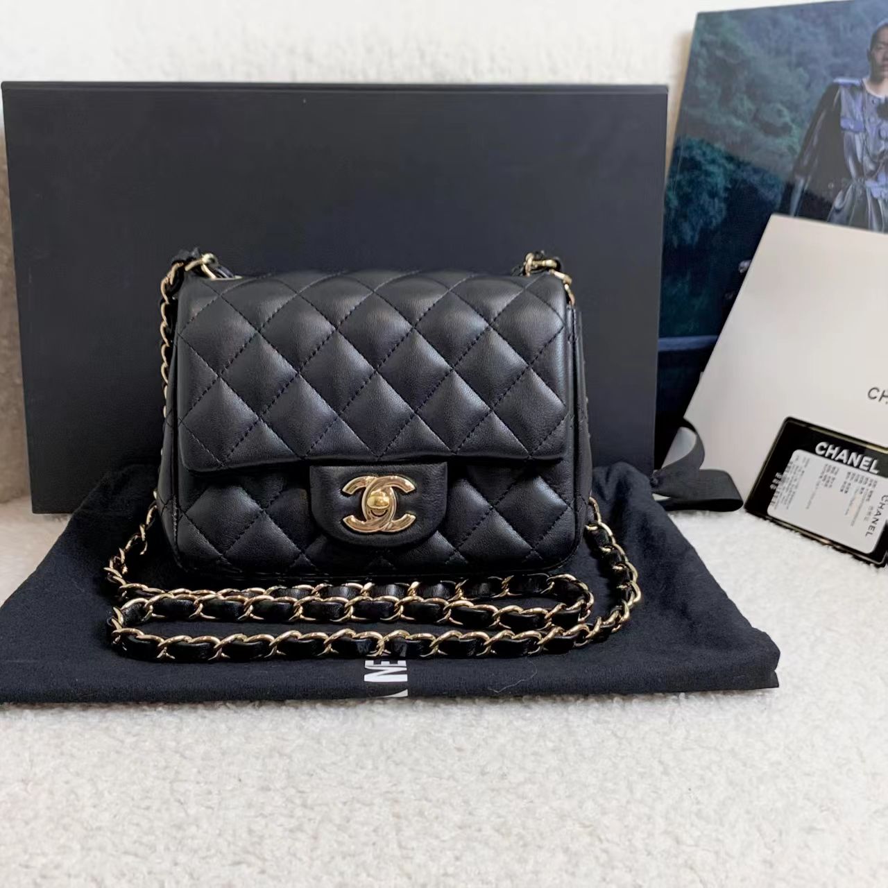 99新 Chanel/香奈儿 壹臻/黑金方胖子包 29152312