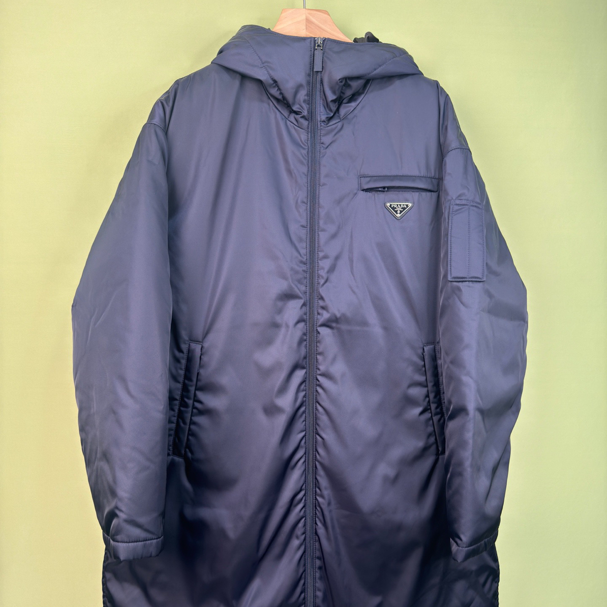 未使用 Prada/普拉达 深蓝梅西同款长款羽绒服大衣/XL/工价29800