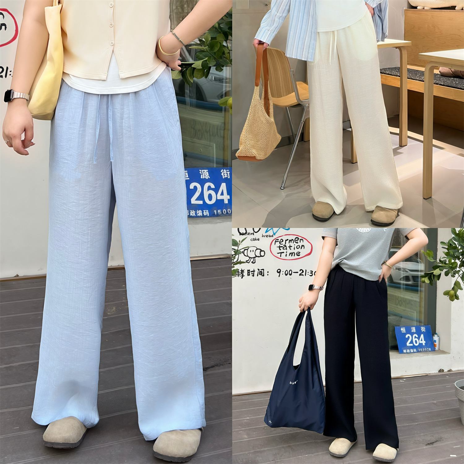 断码捡漏~塞维利亚 / 清爽亚麻直筒阔腿裤14623花契大码200斤胖mm