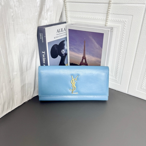 95新 YSL/圣罗兰 95新 baby蓝金正标手拿包