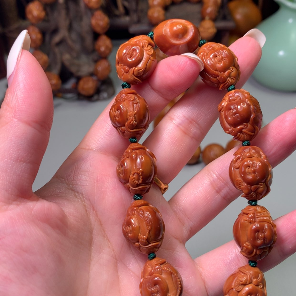 【闪购商品】手串/手链橄榄核馨*?莲花小弥勒橄榄核雕刻