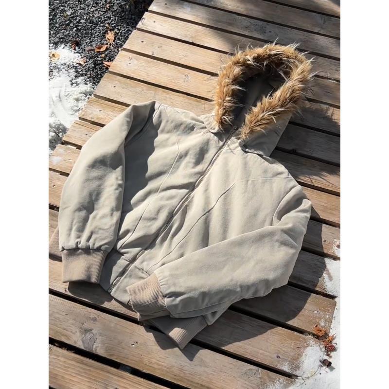 8222 座山狮解构连帽可拆卸座山雕棉服外套男款冬季美式短款夹克