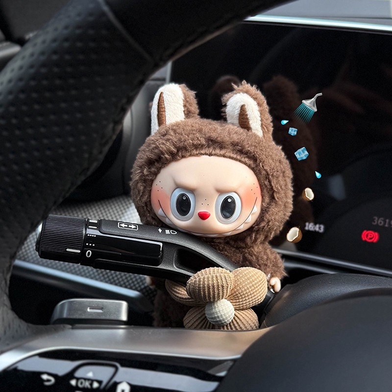 labubu车载怀挡装饰档把摆件可爱拉布布雨刮器装饰公仔转向灯玩偶