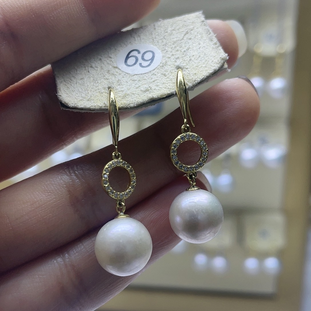 淡水珍珠耳饰银S925镶嵌