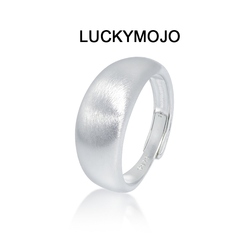 LUCKYMOJO 925银戒指 素圈个性磨砂重工拉丝情侣对戒小众简约