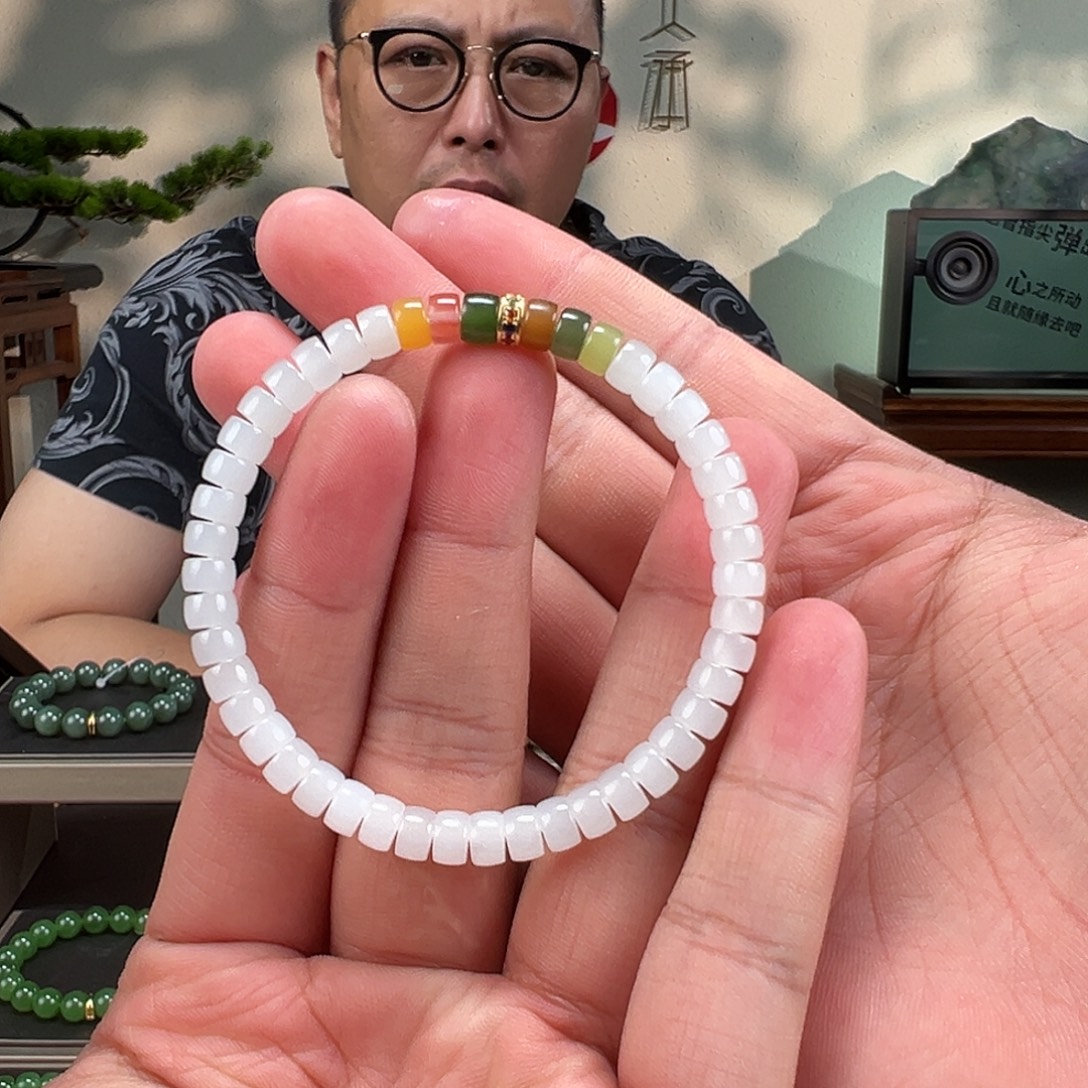 和田玉未镶嵌手链卡6mm