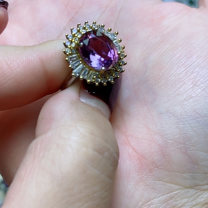 紫晶紫水晶戒指银S925镶嵌