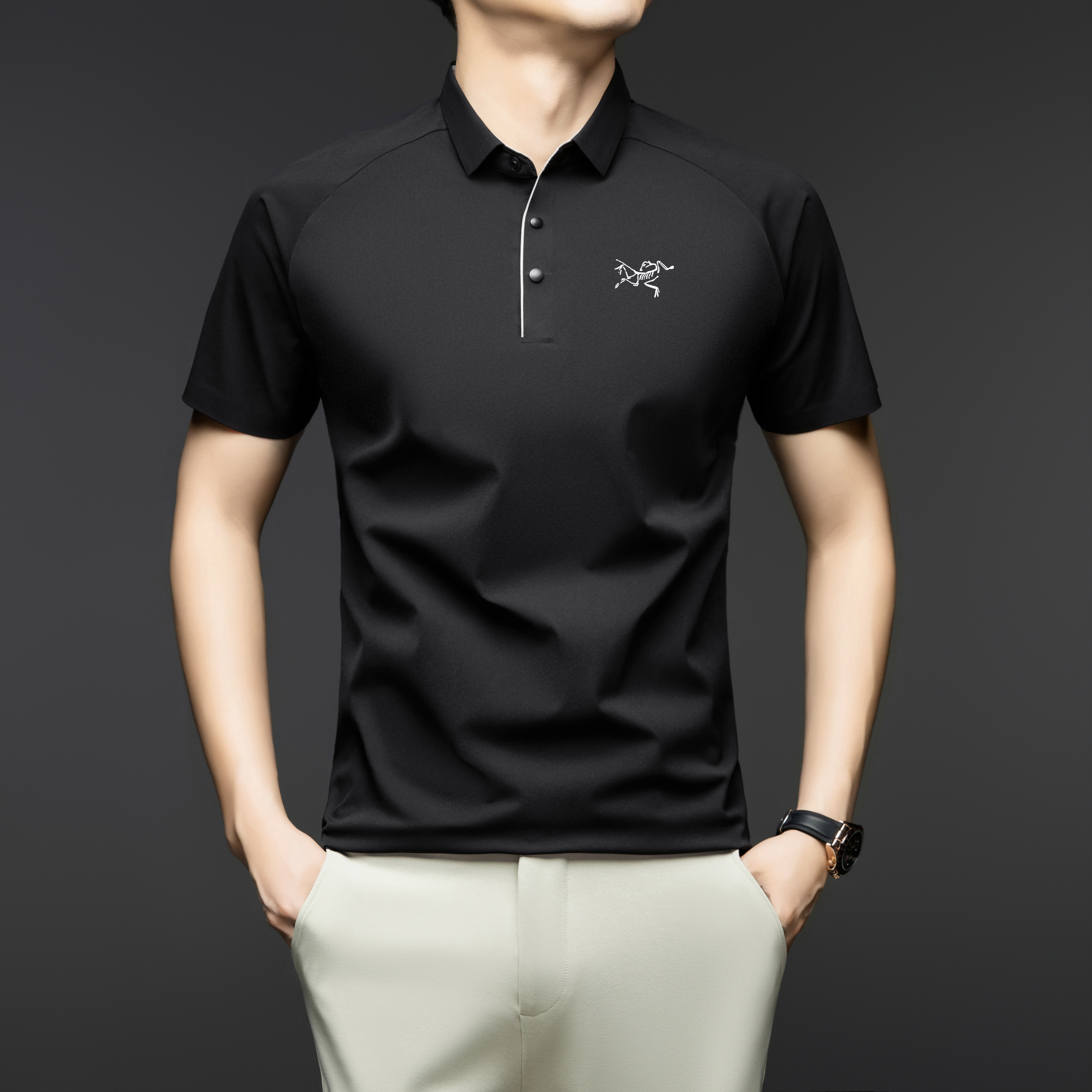 鸟家男士Polo衫商务休闲夏季翻领刺绣鸟运动男装速干短袖T恤上衣