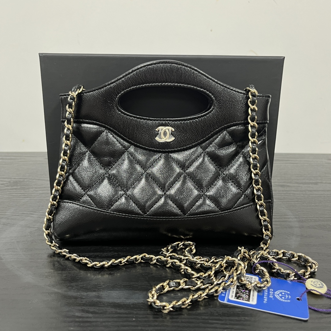 95新 Chanel/香奈儿 24s黑金31bag nano链条包 12318