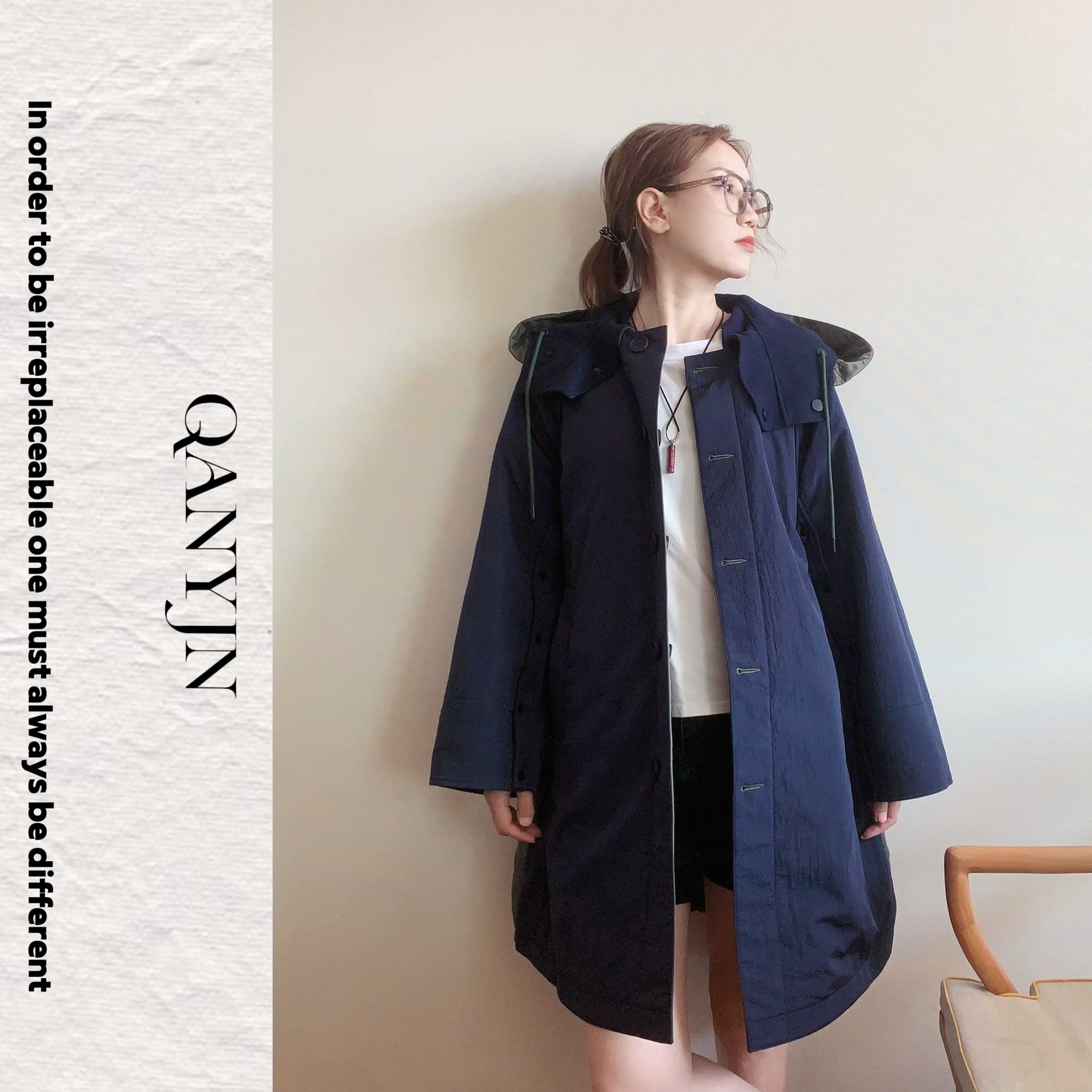 QYJ棉服系意大利原单双面穿3M新雪丽廓形羊毛长款棉服