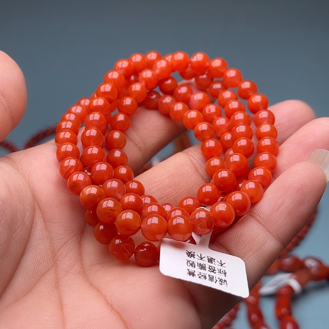 南红玛瑙未镶嵌手链玫锦红卡7