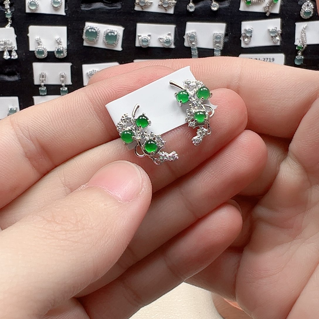 翡翠手链银S925镶嵌天然翡翠A货