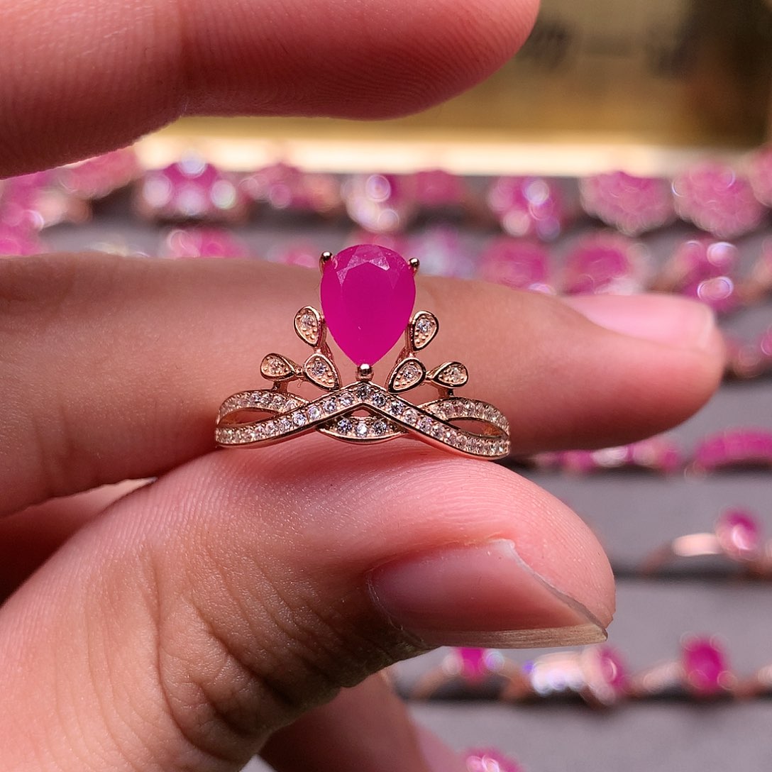 红宝石戒指银S925镶嵌