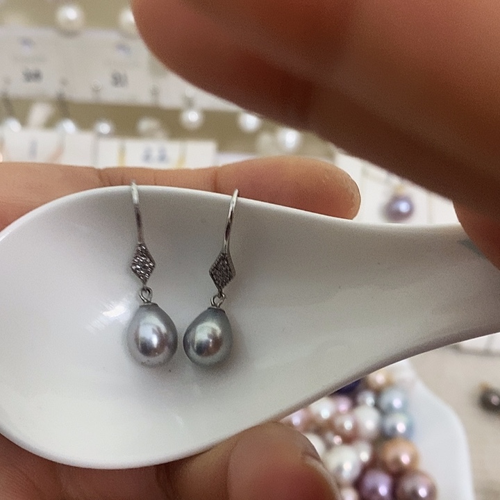 银S925镶嵌耳饰淡水珍珠