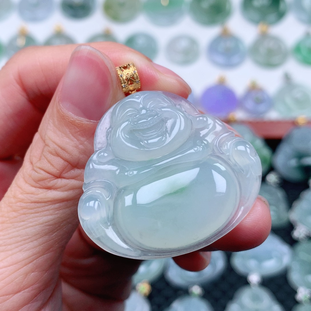 翡翠吊坠(不含链)18K金镶嵌