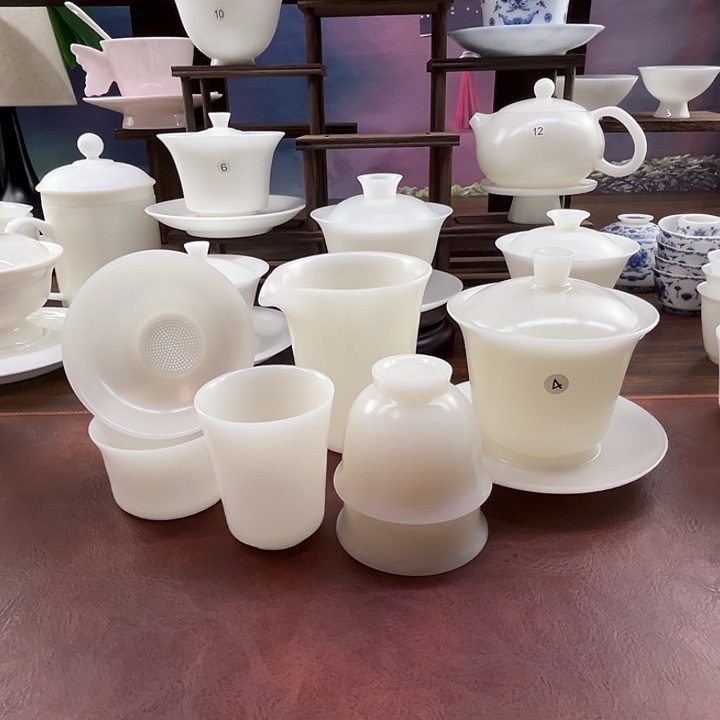 精工璞玉素烧自生釉150ml马蹄碗10件套