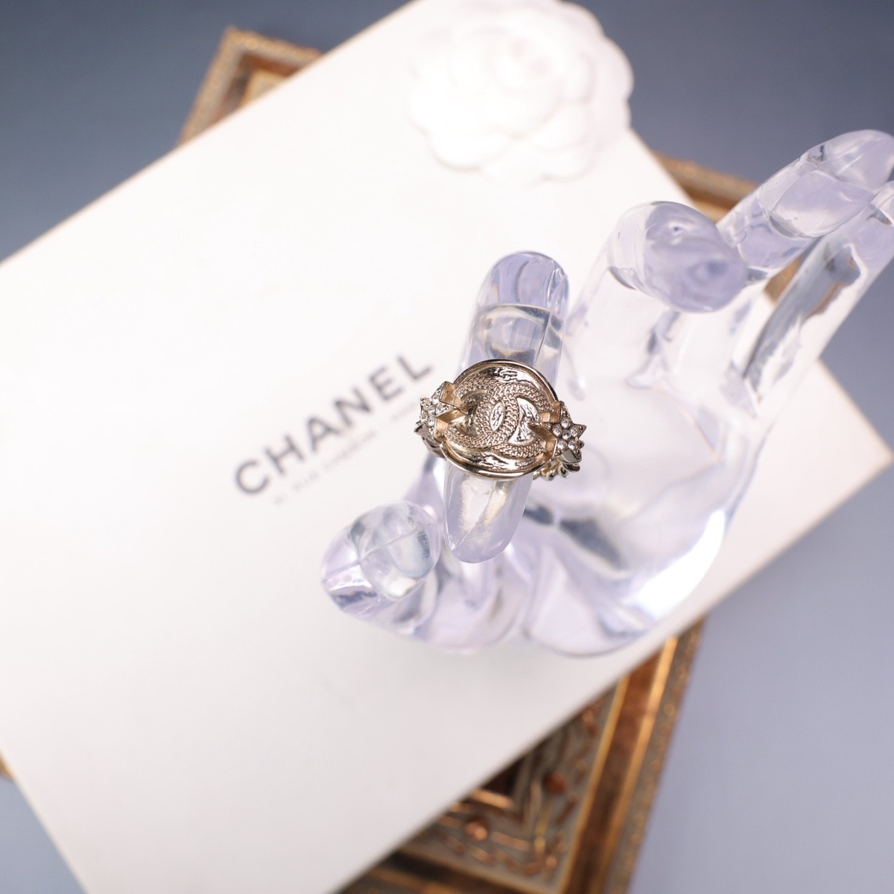 95新 Chanel/香奈儿 柚礼中古/香奈儿星星双c戒指lz512399