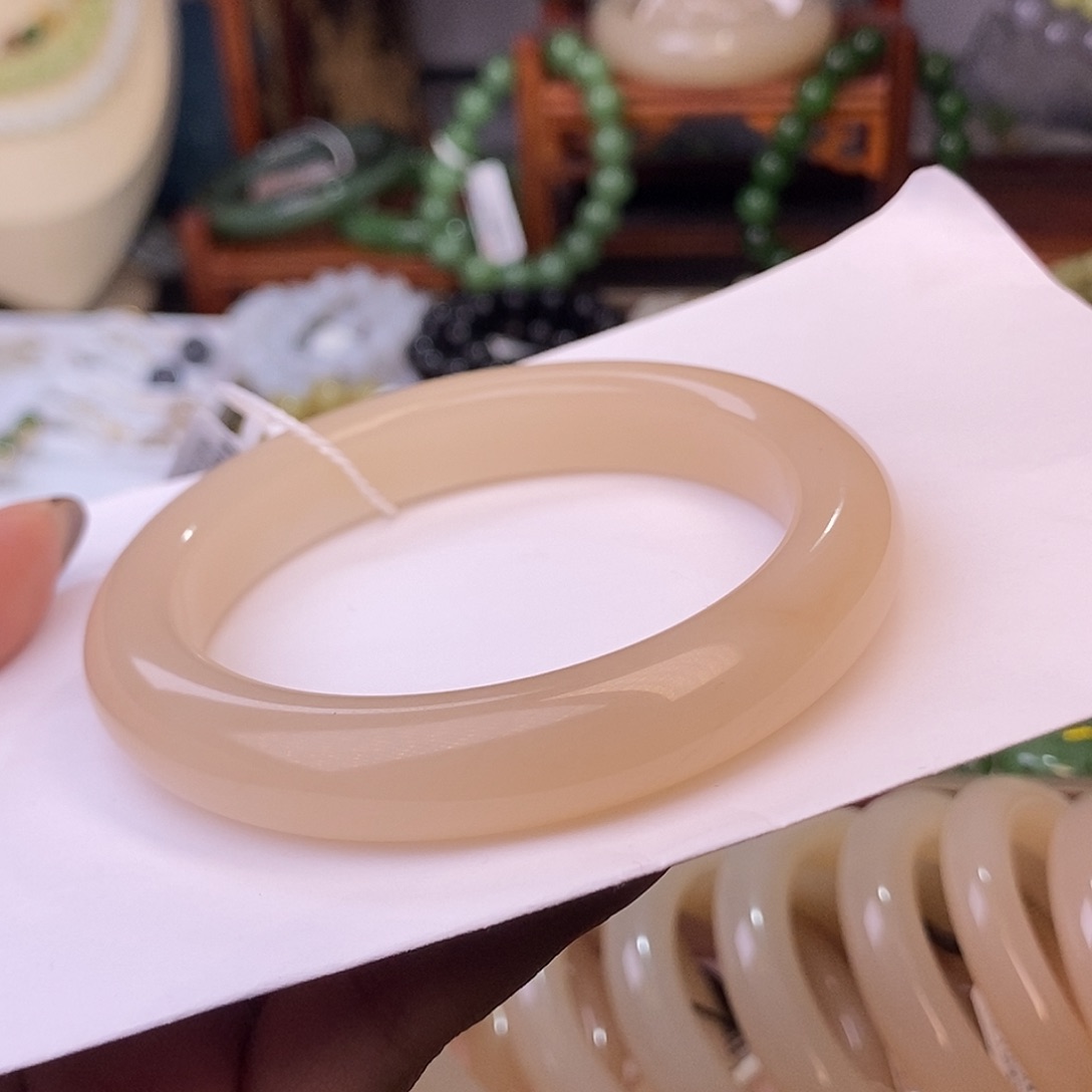 和田玉毕业级传承老矿料红粉手镯59.8未镶嵌