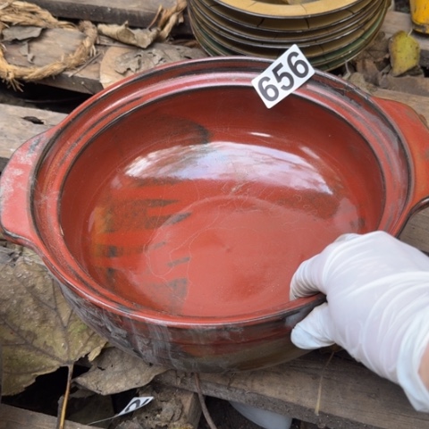 泥塑砂锅一只微瑕没盖子