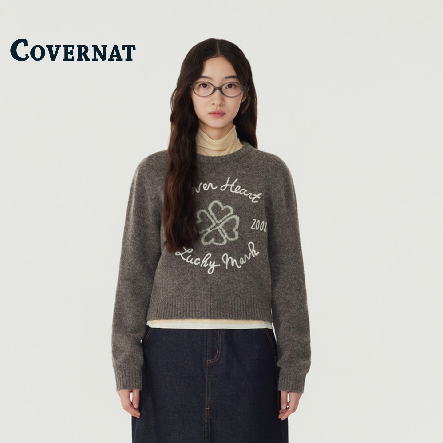 COVERNATCOVERNAT正肩纯色衫针织衫圆领山寨电池音箱网布拉力