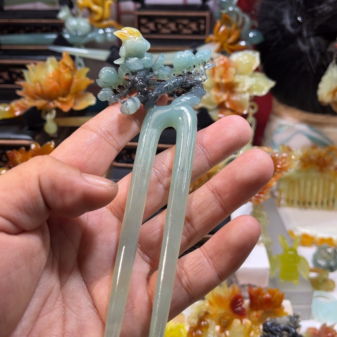 蛇纹石玉发簪合金Y**O