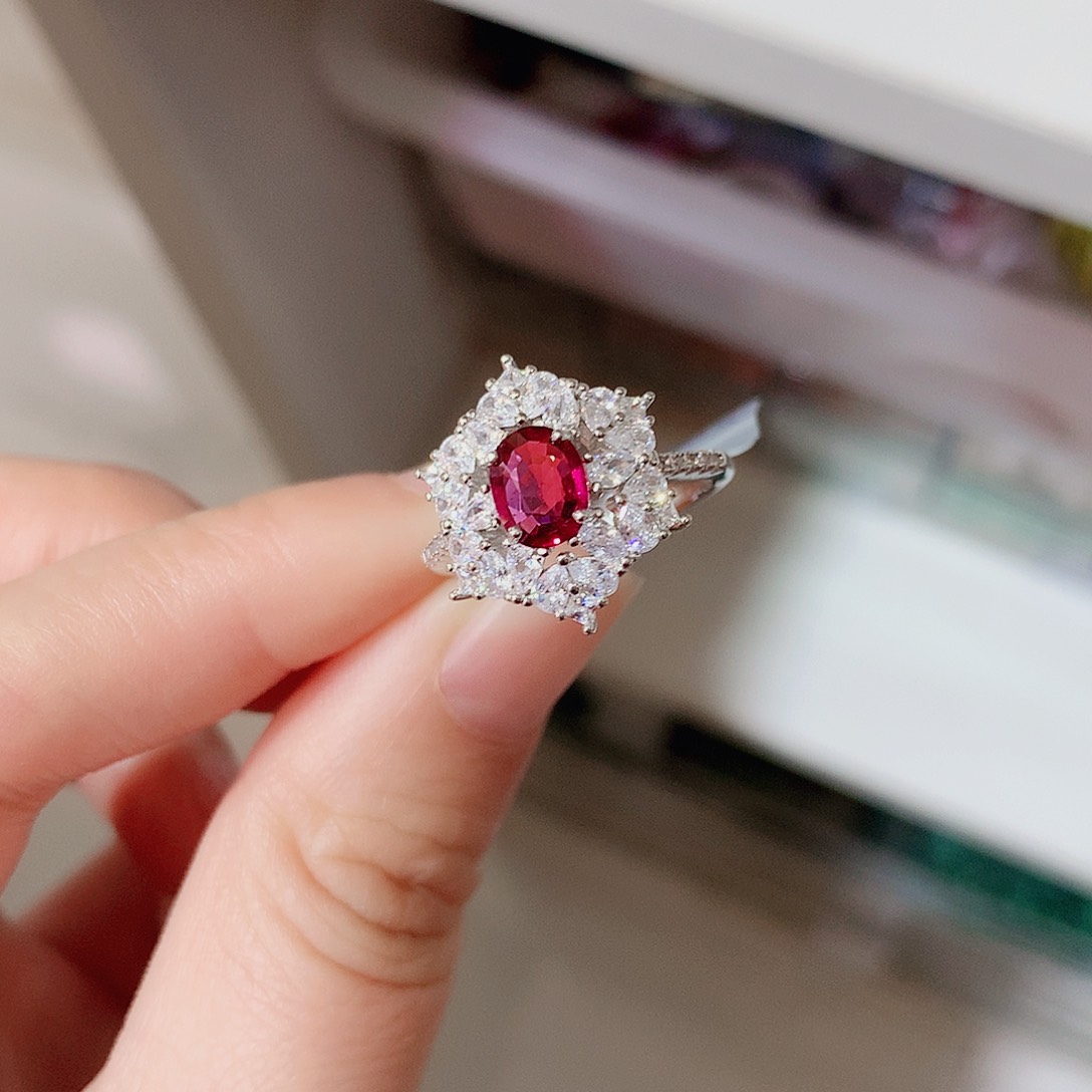 碧玺戒指银S925镶嵌戒指超美