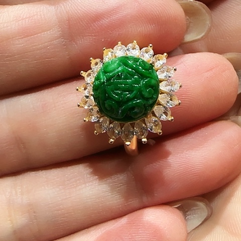 翡翠银S925镶嵌戒指