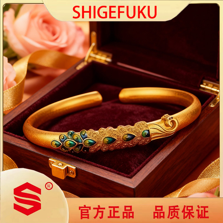 【SHIGEFUKU】新圆形孔雀祥云花纹百搭手环