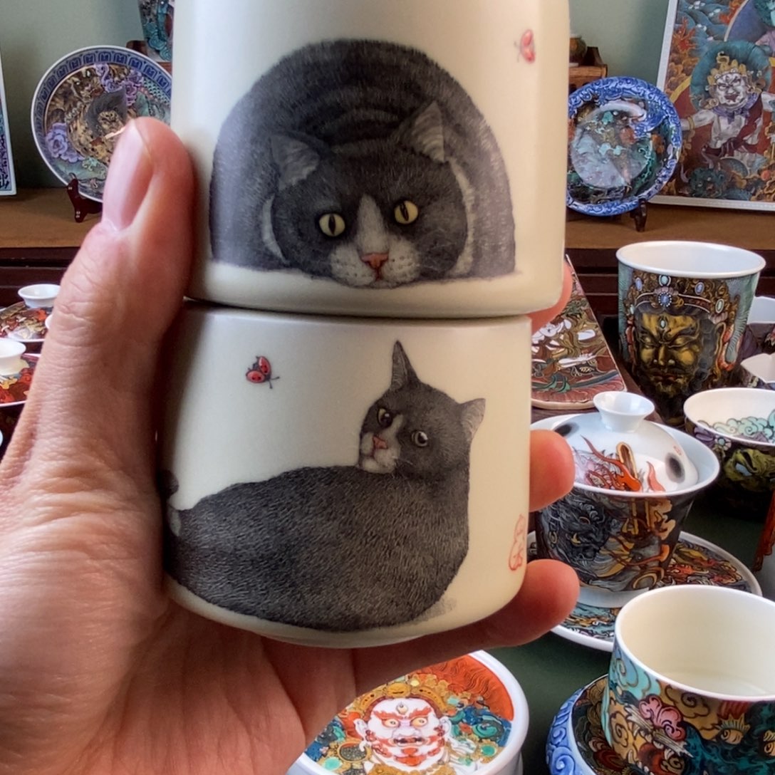 小***。手工手绘猫猫主人杯