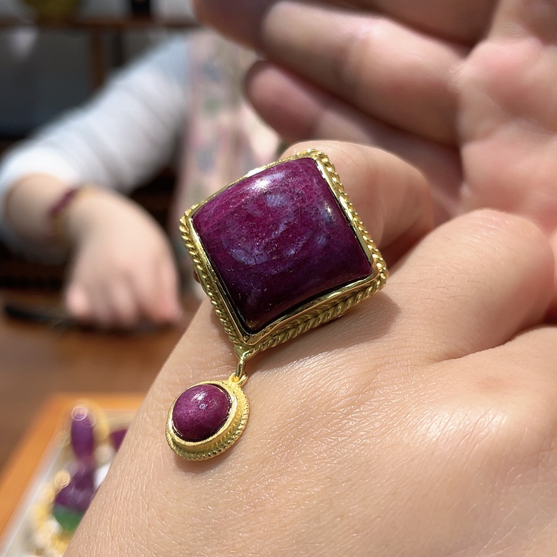 锦纶非金属戒指红宝