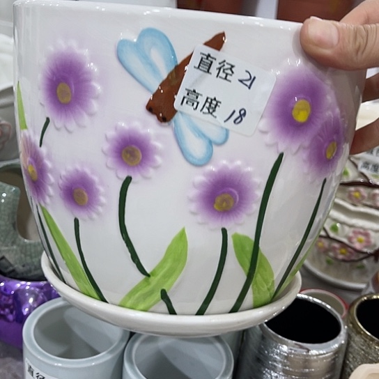 多肉绿植陶瓷花盆9.9包邮，有孔