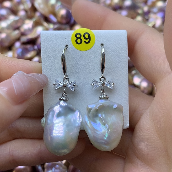 淡水珍珠耳饰银S925镶嵌