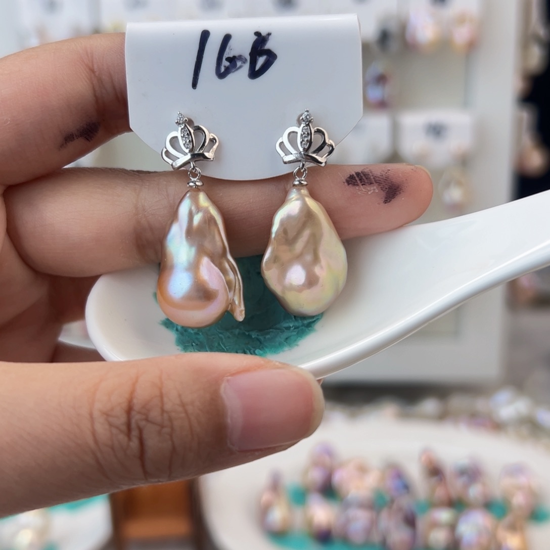 淡水珍珠耳饰银S925镶嵌