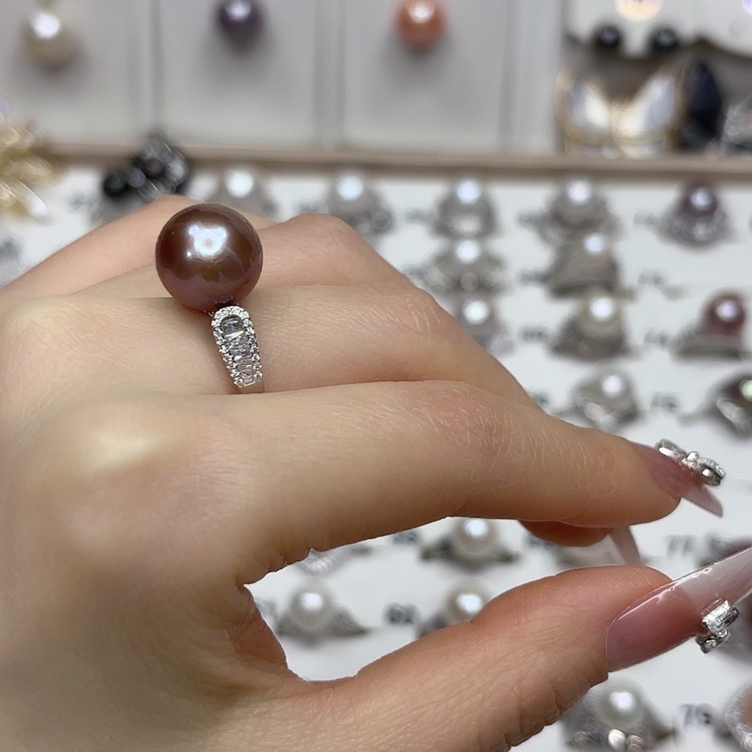 花***荼淡水珍珠戒指银S925镶嵌