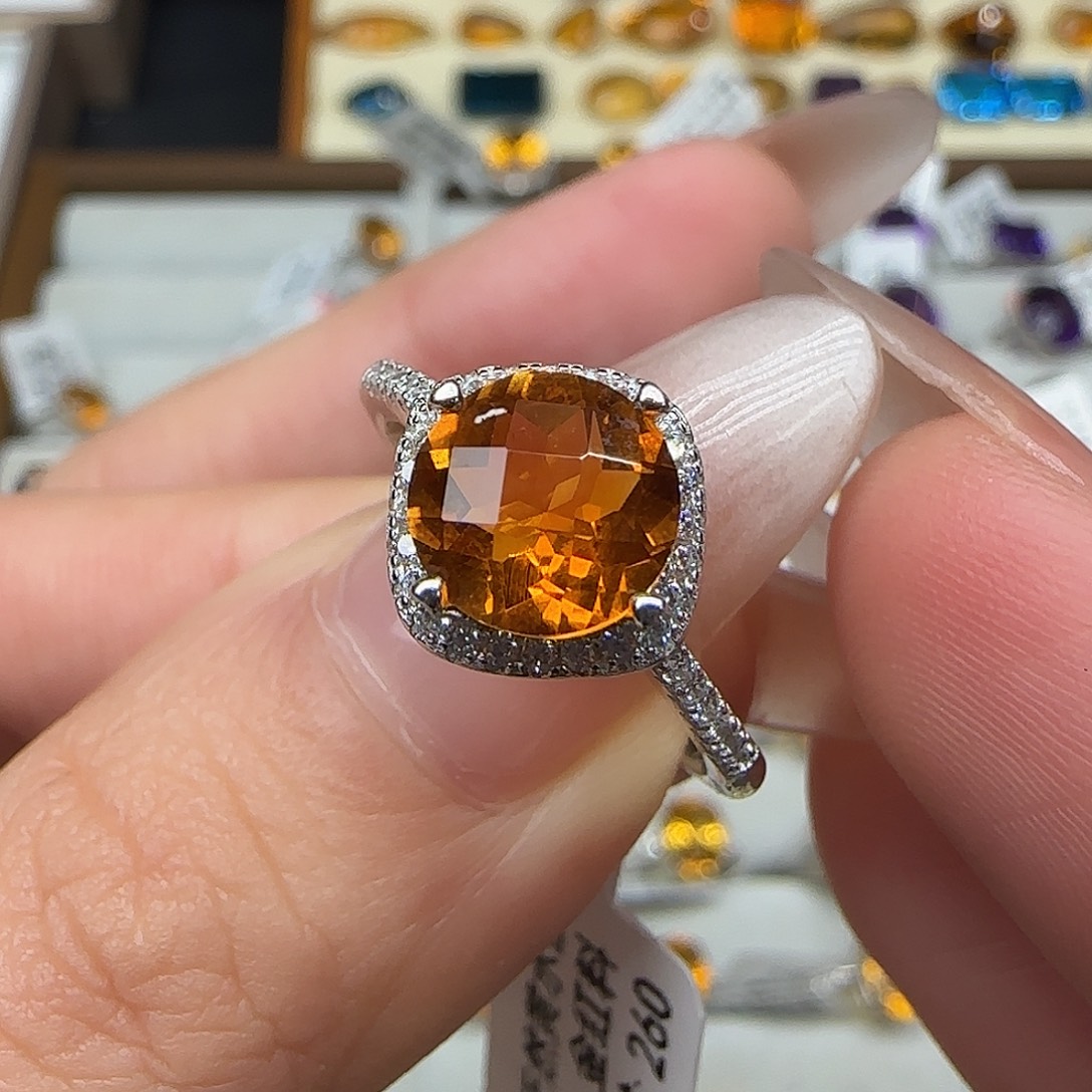 昭***愿珠宝半成品银S925镶嵌水晶G 巴西黄水晶 金红料925