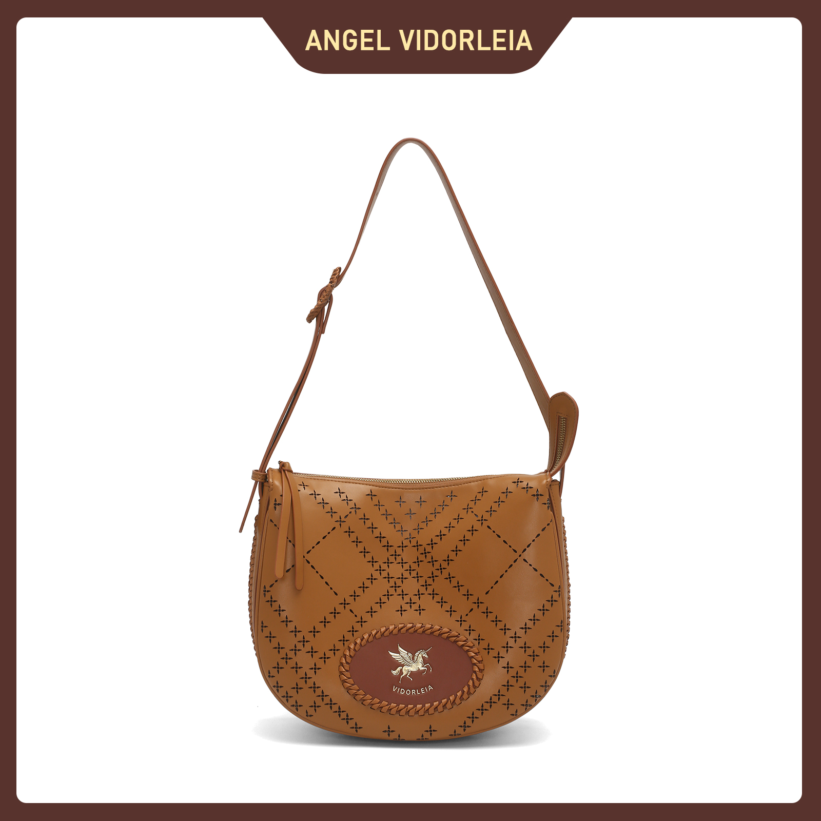 安琪维多莉娅新款轻奢百搭时尚撞色马鞍包单肩斜跨包-V2182