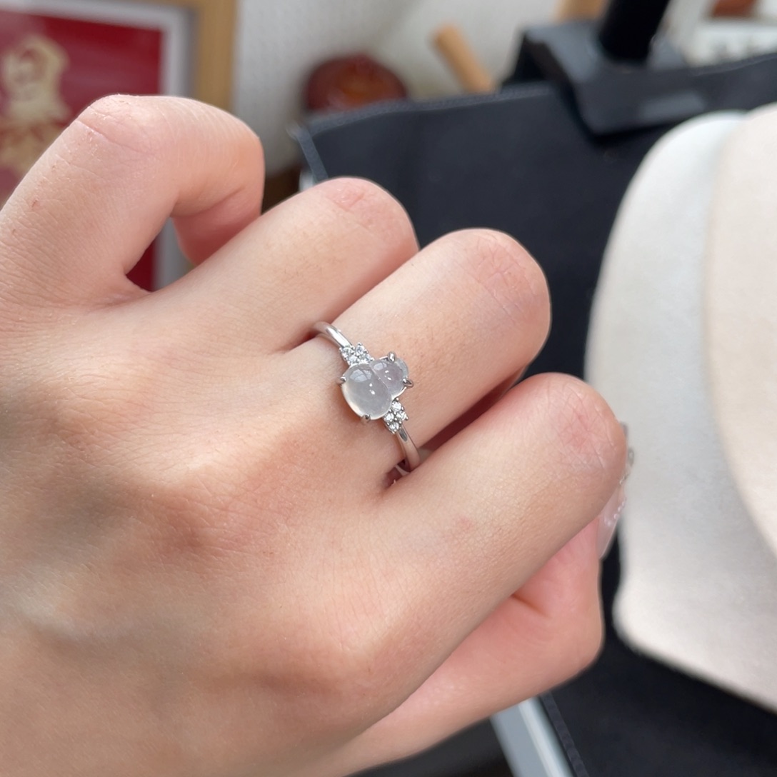 翡翠戒指银S925镶嵌25888