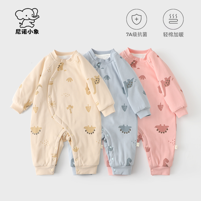 婴儿衣服冬款薄棉新生儿衣服冬季透气哈衣保暖男女纯棉宝宝连体衣
