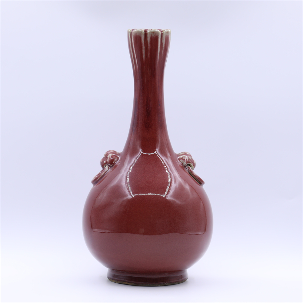 古董/古玩/瓷器/窑变釉双辅首花口瓶LOT4166-普3/老物件