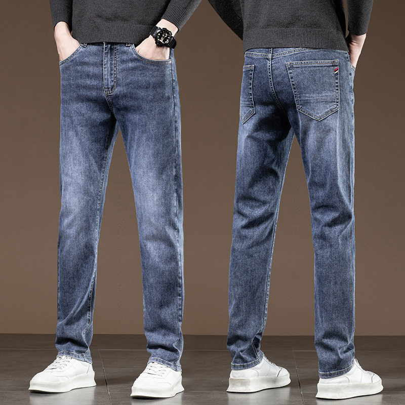 四季新款品质牛仔裤裤子男士宽松大码直筒微商务弹力潮流百搭长裤