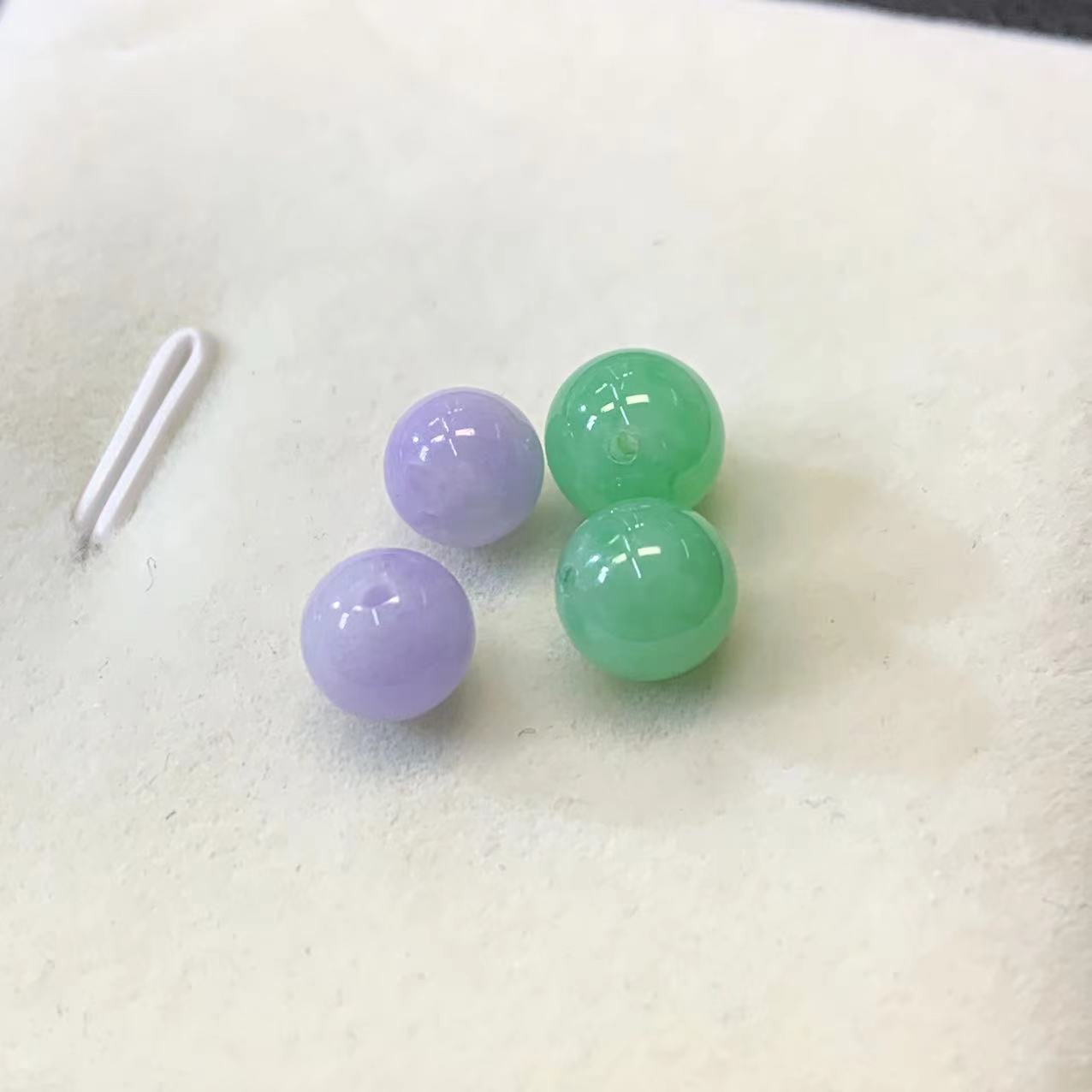 【金鑫】红春紫罗兰果绿珠子裸石一组*老种细腻圆珠正缅翡翠A货