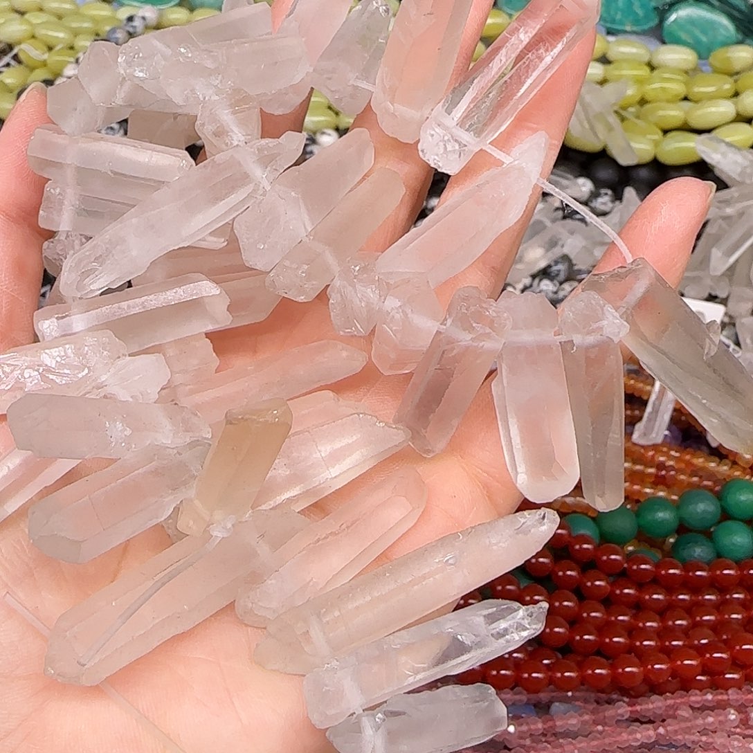 玛瑙/玉髓合金珠宝半成品白水晶原石柱一条大