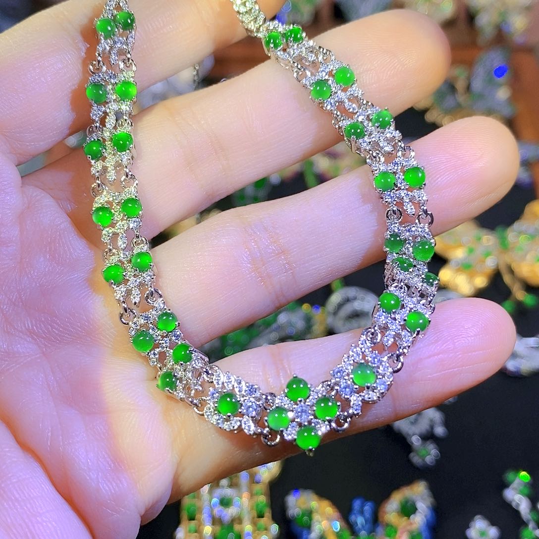 吊坠(不含链)银S925镶嵌翡翠