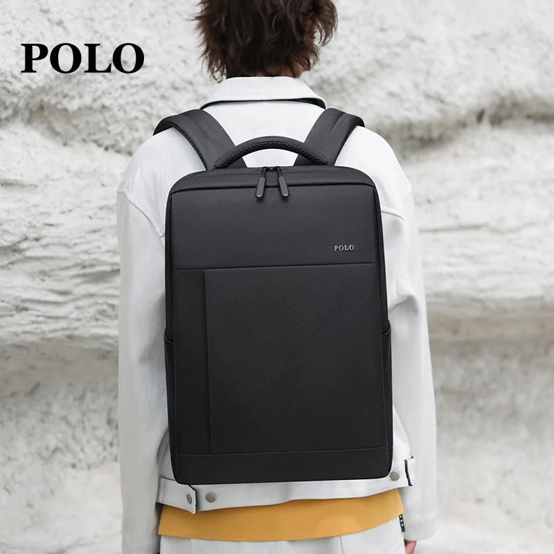 POLO男士双肩包轻便大学生书包多功能商务防水电脑包户外休闲背包