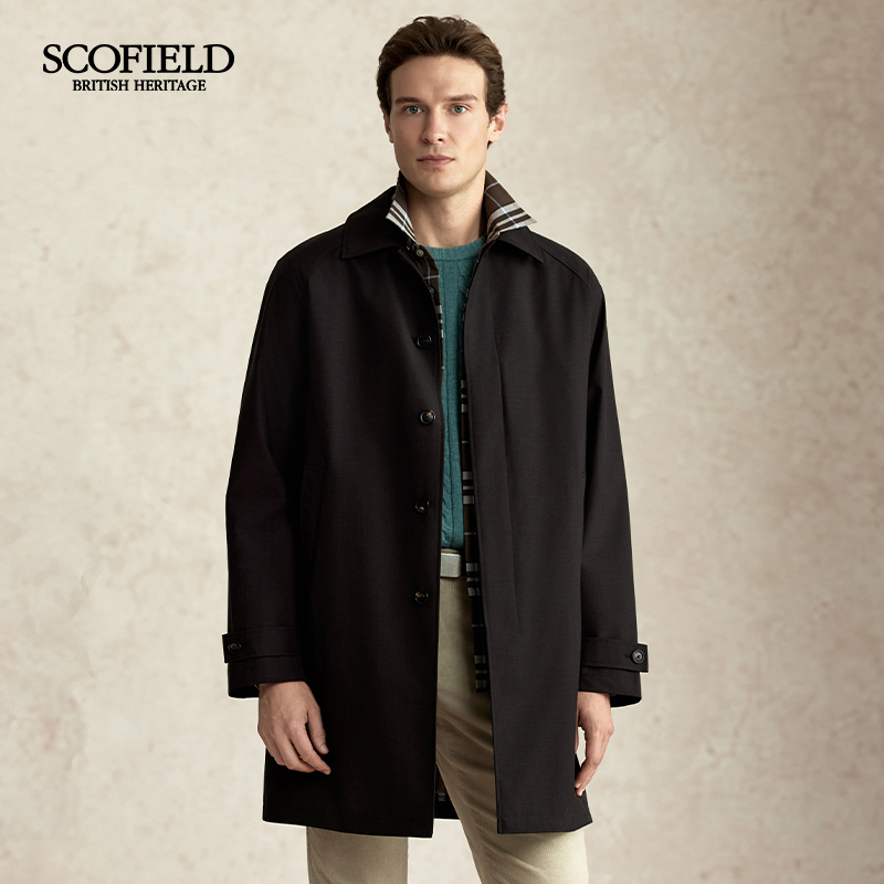 SCOFIELD男装25年商务休闲纯色潮流中长款风衣通勤外套SMJJF49M02
