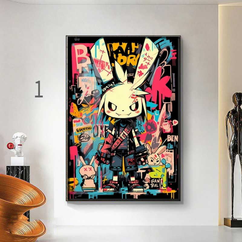 【多巴胺竖款】砂岩肌理沙发墙涂鸦朋克风轻奢美式挂画有质感艺术感