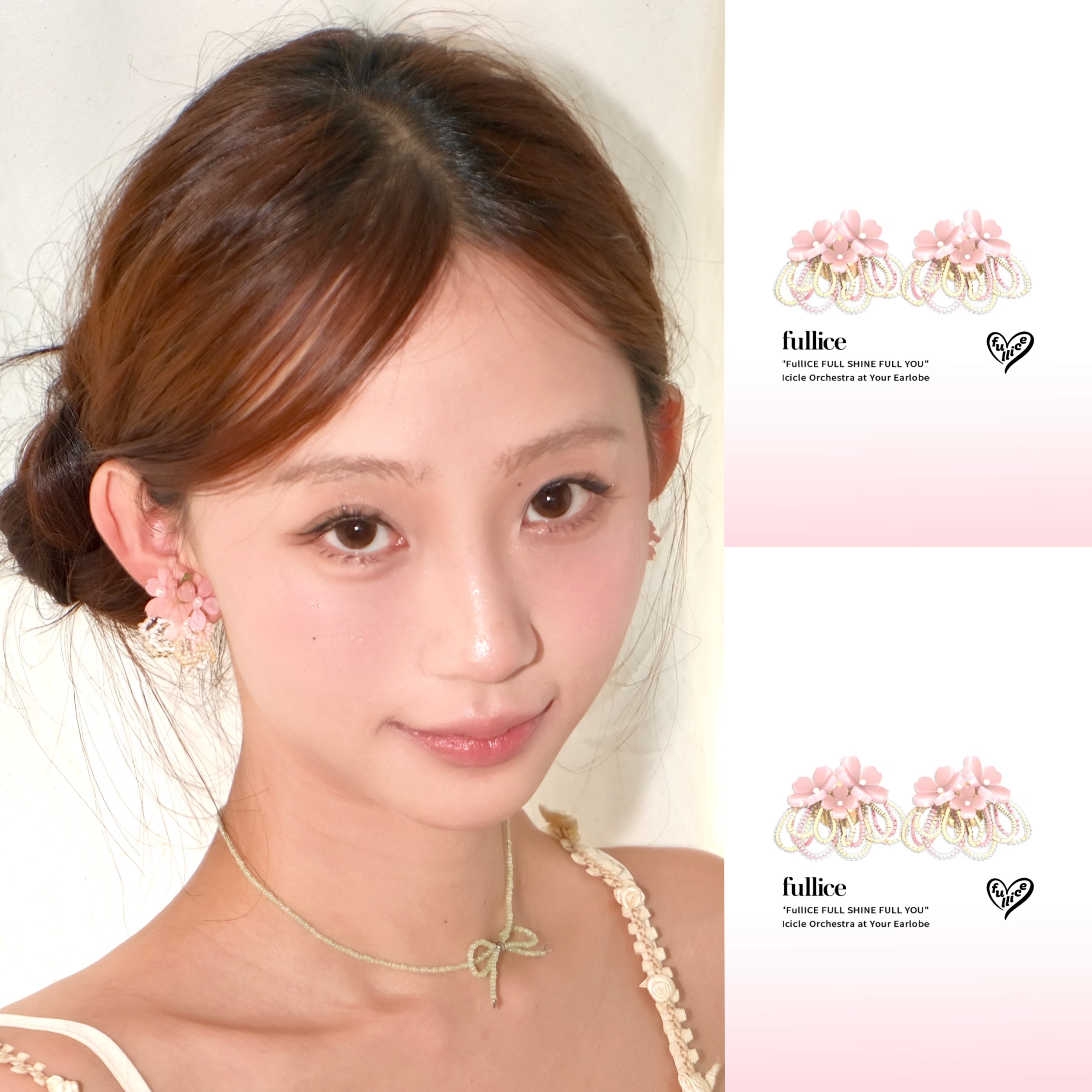 合金耳饰 FULLICESTUDIO只日花椿s925银针温柔风彩色花瓣花簇耳环
