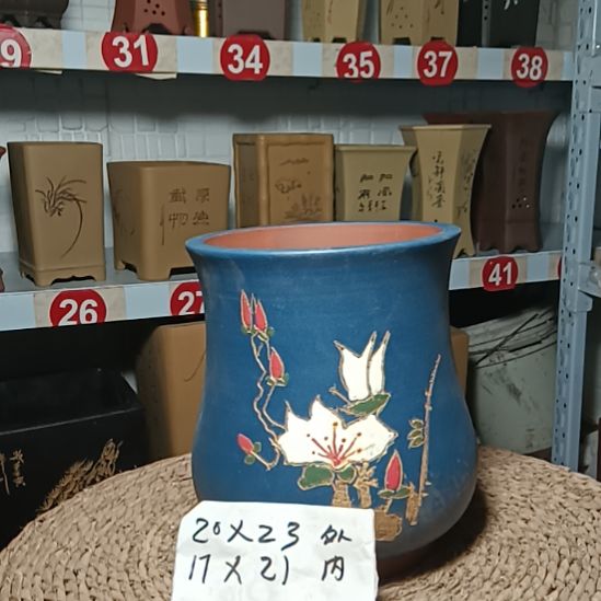 红陶陶瓷阳台兰花盆景花盆