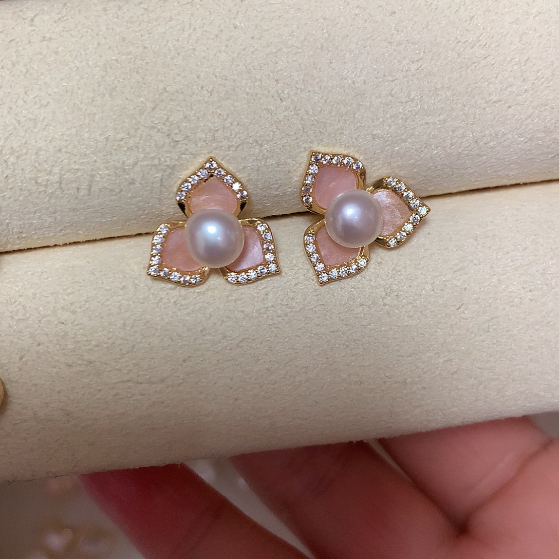 淡水珍珠耳饰合金