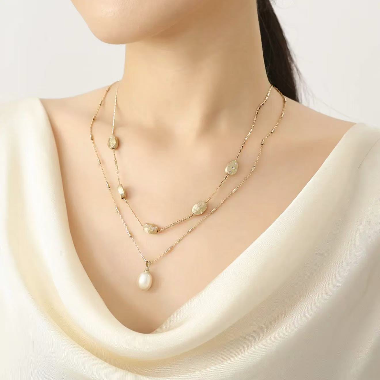 铜合金仿珍珠吊坠 AMASS/阿玛施新款叠戴式仿珍珠锁骨链590080